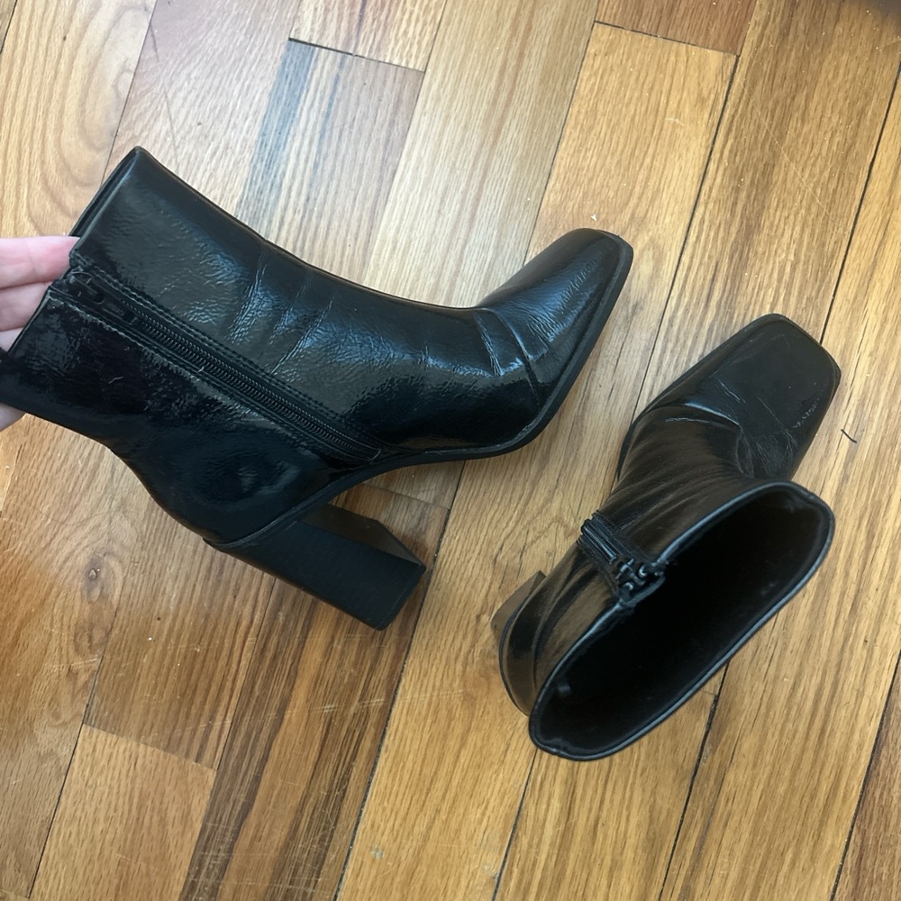 H&M black patent leather boots